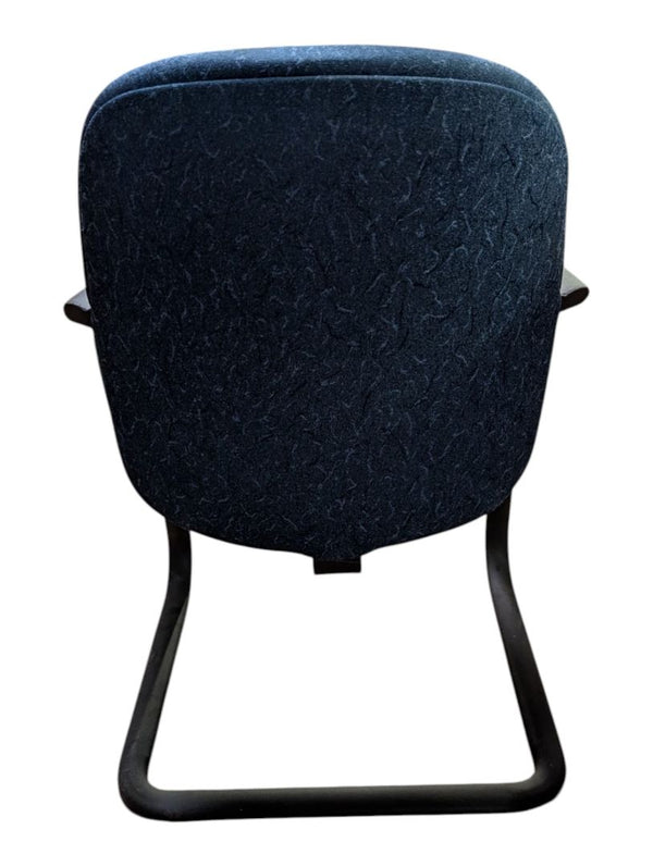 Blue Fabric Guest Chair with Metal Sled Base