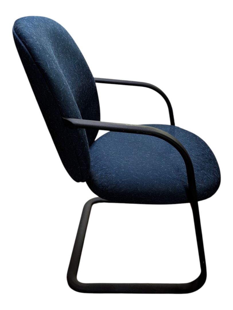 Blue Fabric Guest Chair with Metal Sled Base
