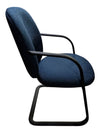 Blue Fabric Guest Chair with Metal Sled Base