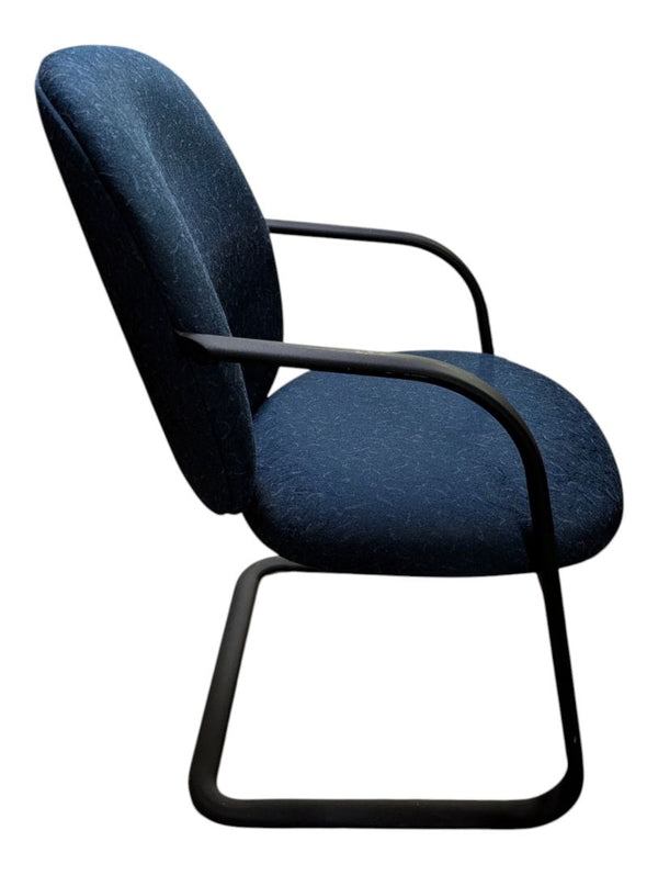 Blue Fabric Guest Chair with Metal Sled Base