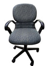 Green Patterned Swivel Office Chair with Arms