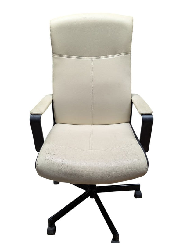 Cream & Black High-Back Swivel Office Chair