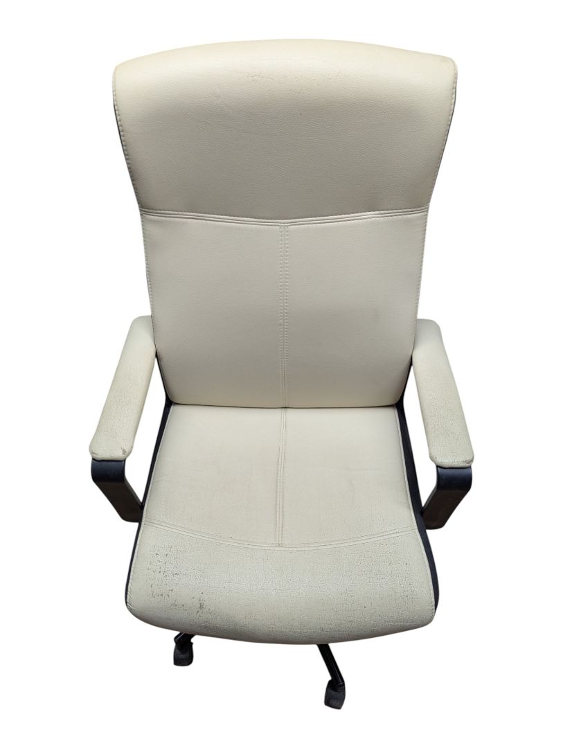 Cream & Black High-Back Swivel Office Chair