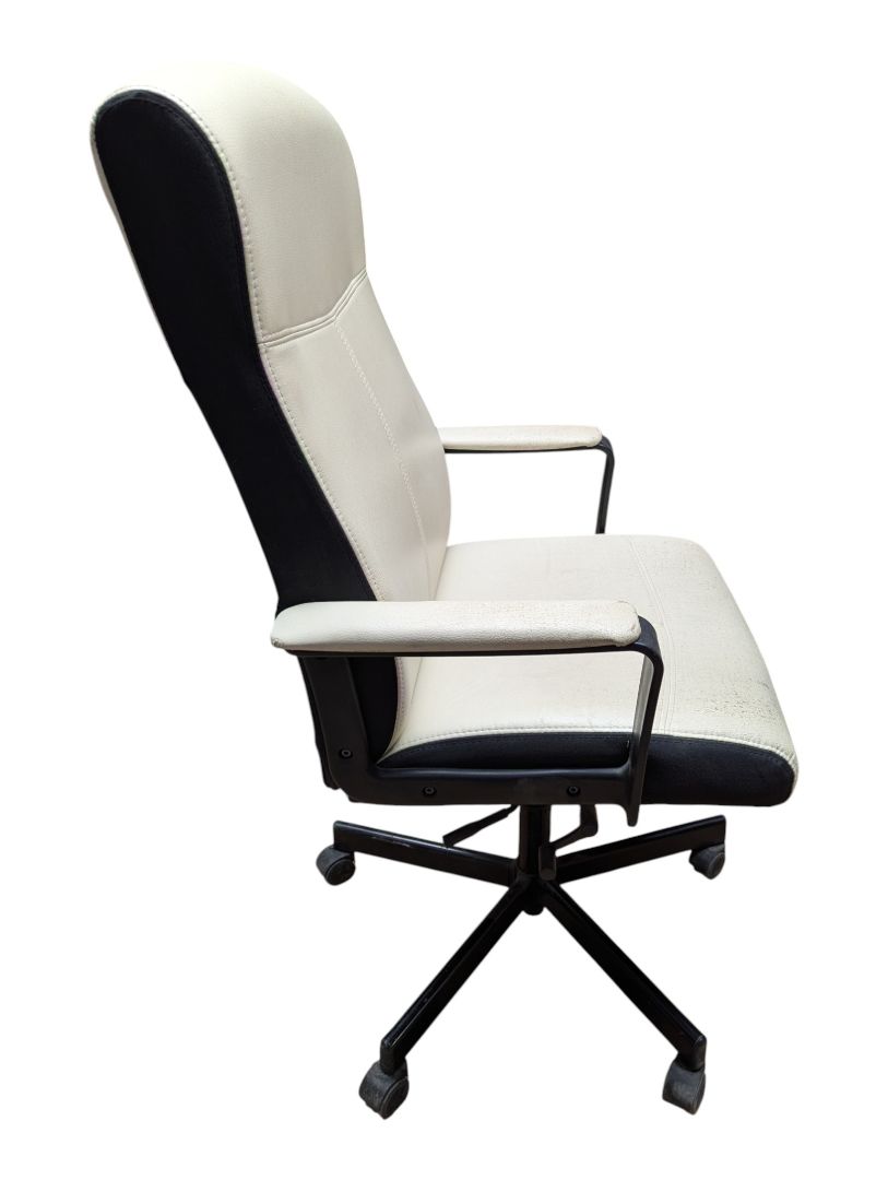 Cream & Black High-Back Swivel Office Chair