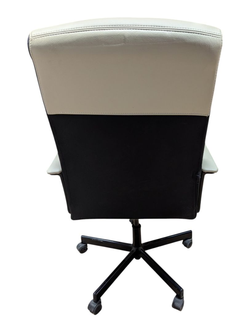 Cream & Black High-Back Swivel Office Chair