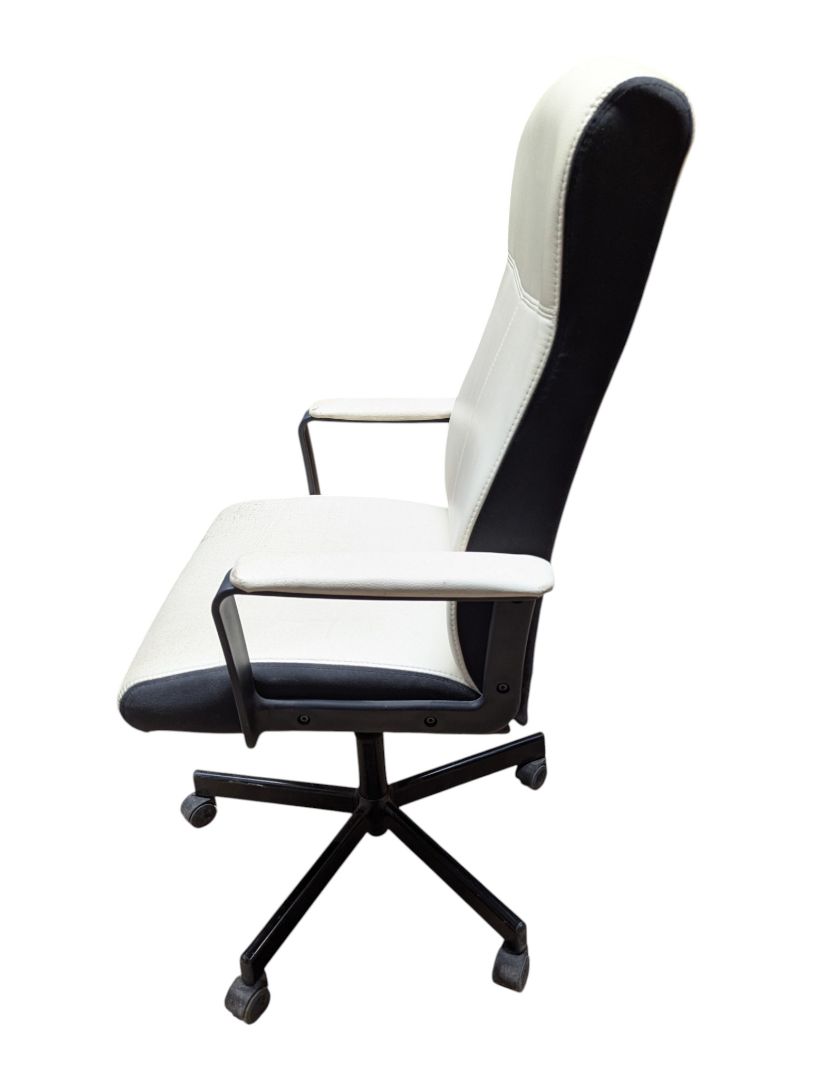 Cream & Black High-Back Swivel Office Chair