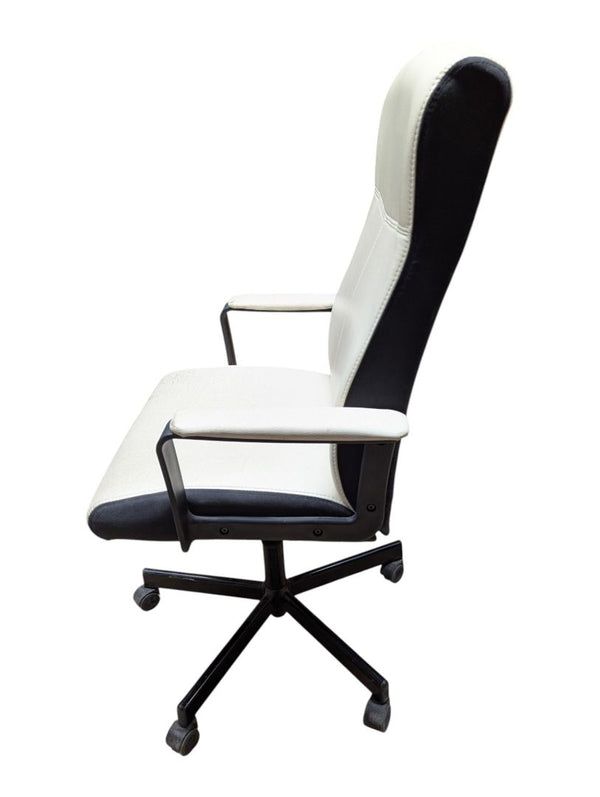 Cream & Black High-Back Swivel Office Chair