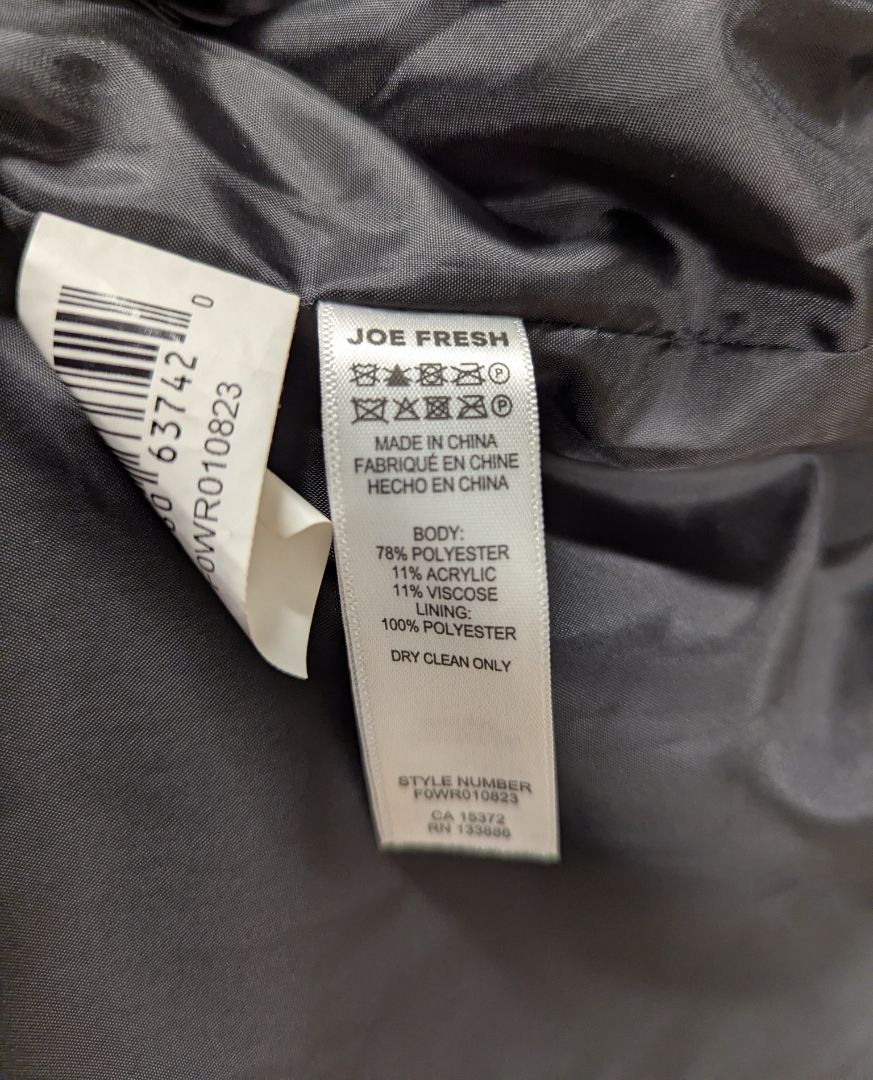 Joe Fresh Grey Double-Breasted Belted Coat
