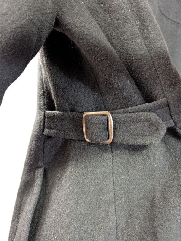 Black Zip-Front Wool-Blend Coat