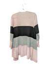 Pink, Grey & Black Colourblock Open-Front Cardigan
