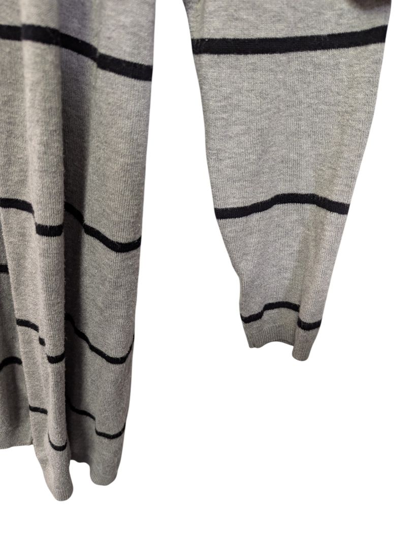 Lily Morgan Grey & Black Striped Open-Front Cardigan