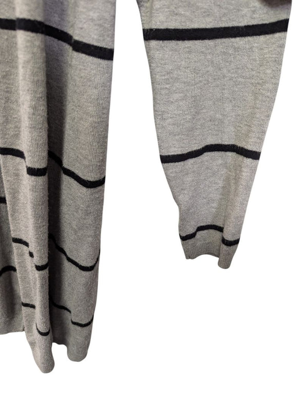 Lily Morgan Grey & Black Striped Open-Front Cardigan