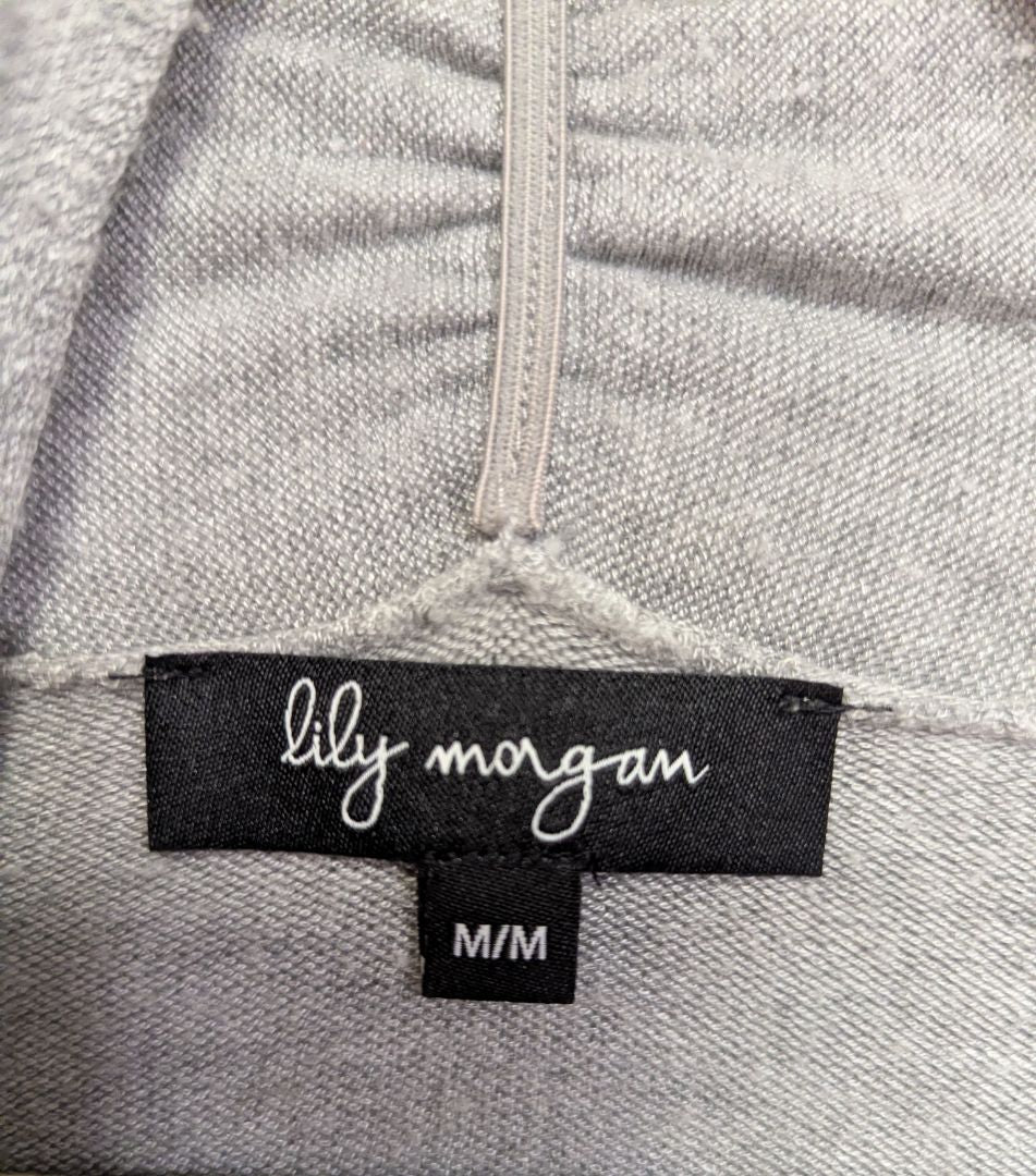 Lily Morgan Grey & Black Striped Open-Front Cardigan