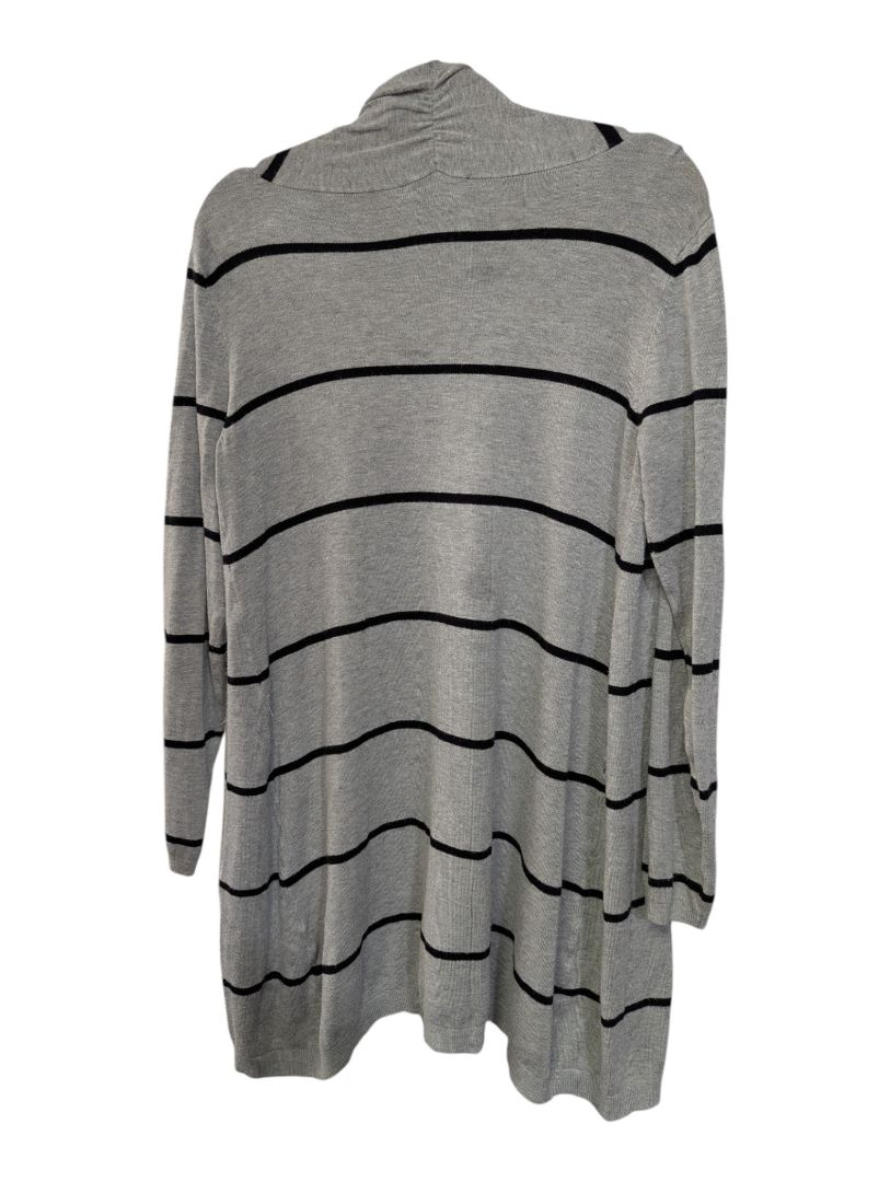 Lily Morgan Grey & Black Striped Open-Front Cardigan