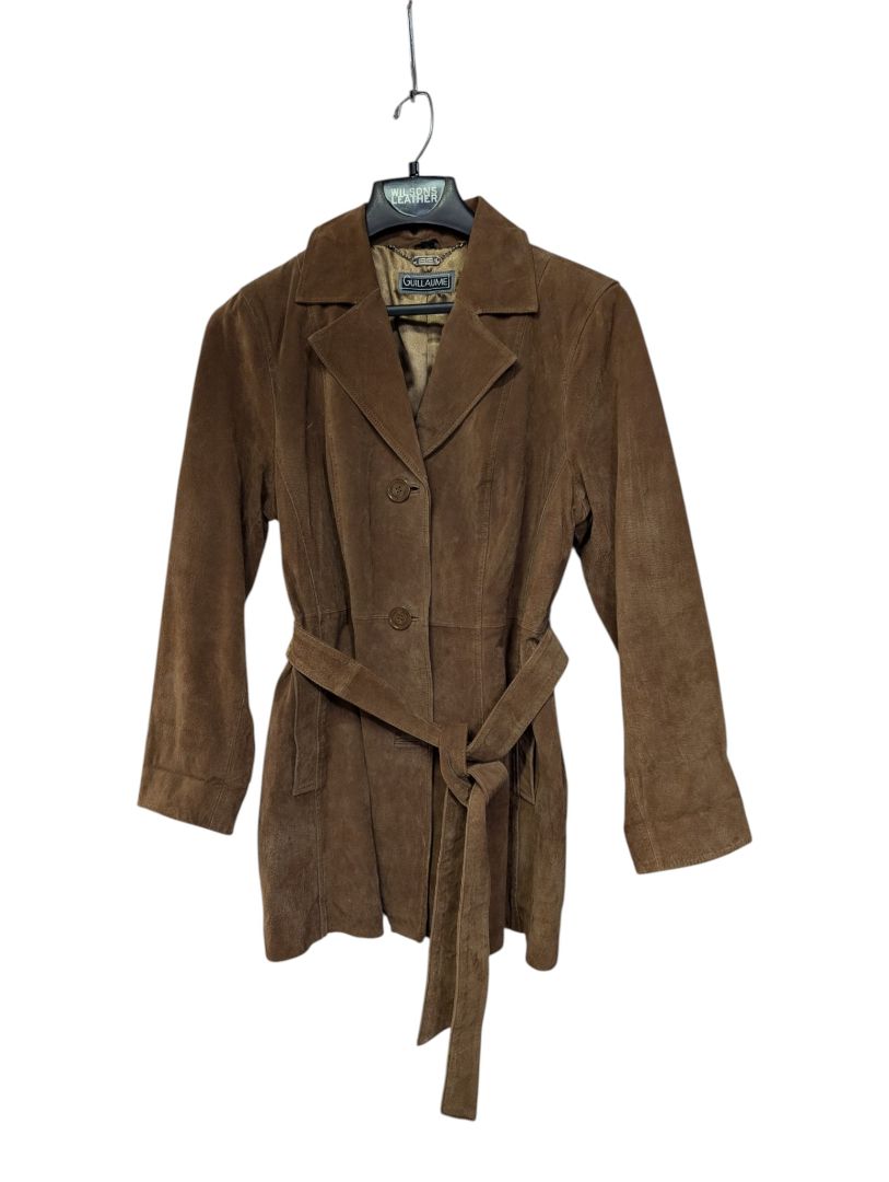 Guillaume Brown Genuine Leather Belted Jacket