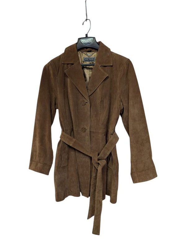 Guillaume Brown Genuine Leather Belted Jacket