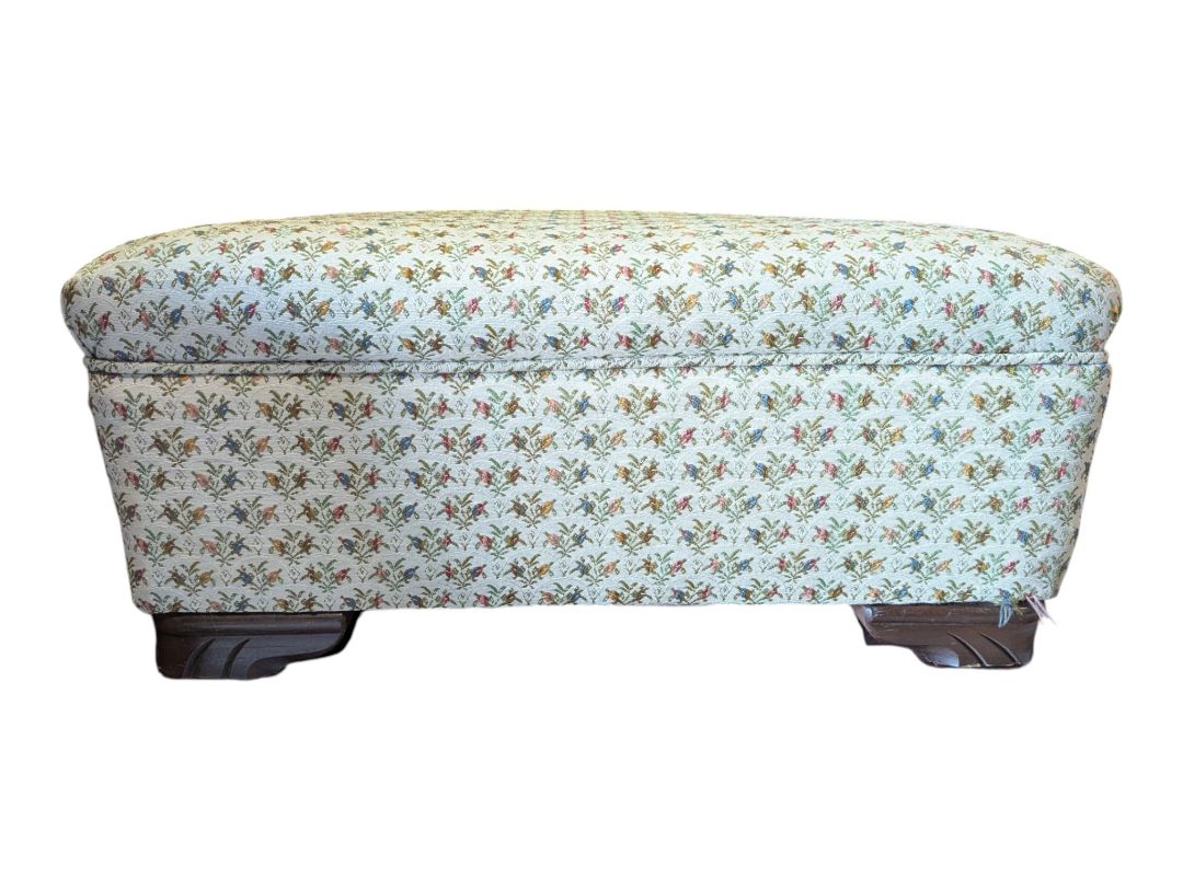 Floral Upholstered Footstool Ottoman