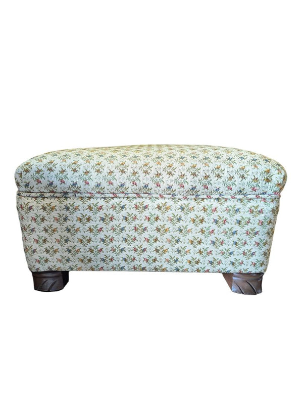 Floral Upholstered Footstool Ottoman