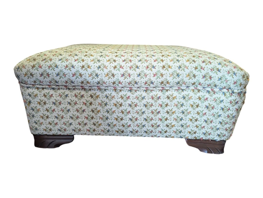 Floral Upholstered Footstool Ottoman