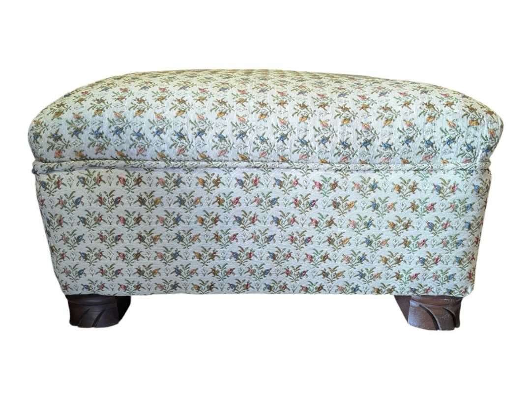 Floral Upholstered Footstool Ottoman