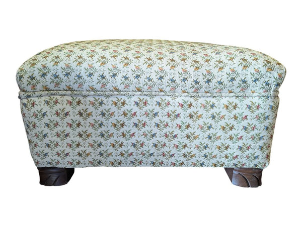 Floral Upholstered Footstool Ottoman
