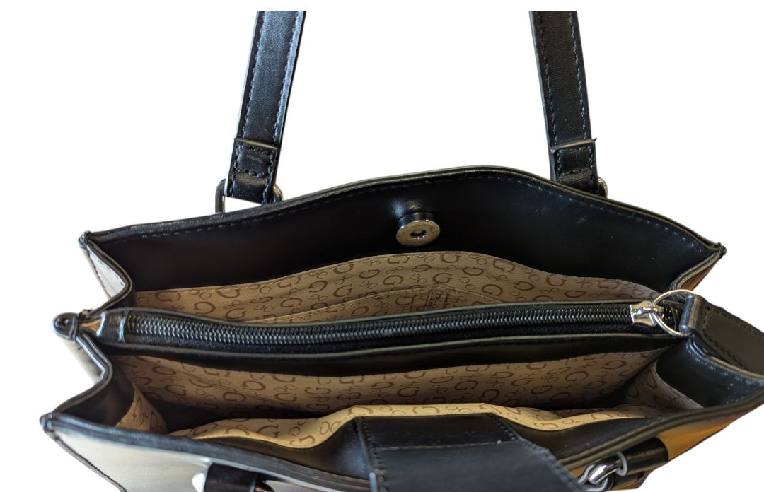 GUESS Black Faux Leather Tote Bag