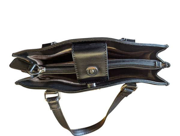 GUESS Black Faux Leather Tote Bag