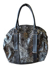 Black & Grey Snakeskin-Print Dome Satchel Handbag
