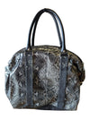 Black & Grey Snakeskin-Print Dome Satchel Handbag