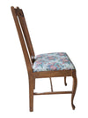 Set of 4 Vintage Wood Dining Chairs with Floral Upholstered Seats