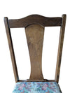 Set of 4 Vintage Wood Dining Chairs with Floral Upholstered Seats