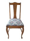Set of 4 Vintage Wood Dining Chairs with Floral Upholstered Seats
