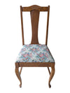Set of 4 Vintage Wood Dining Chairs with Floral Upholstered Seats