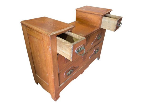 Antique Wooden Vanity Dresser with Mirror