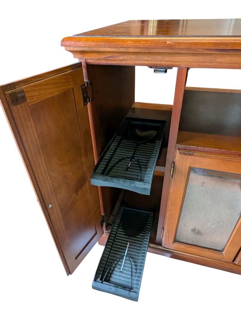 Wooden Media Cabinet / TV Stand with Glass Doors