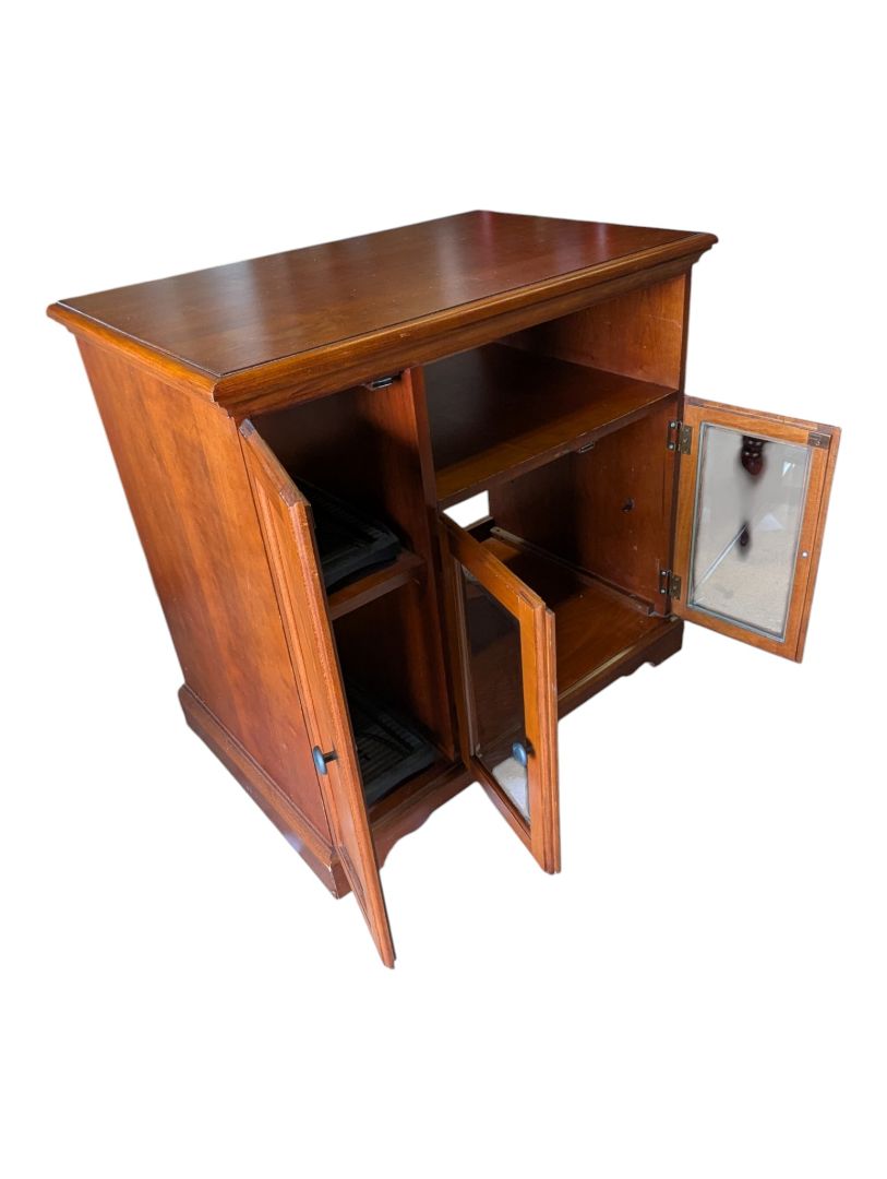 Wooden Media Cabinet / TV Stand with Glass Doors