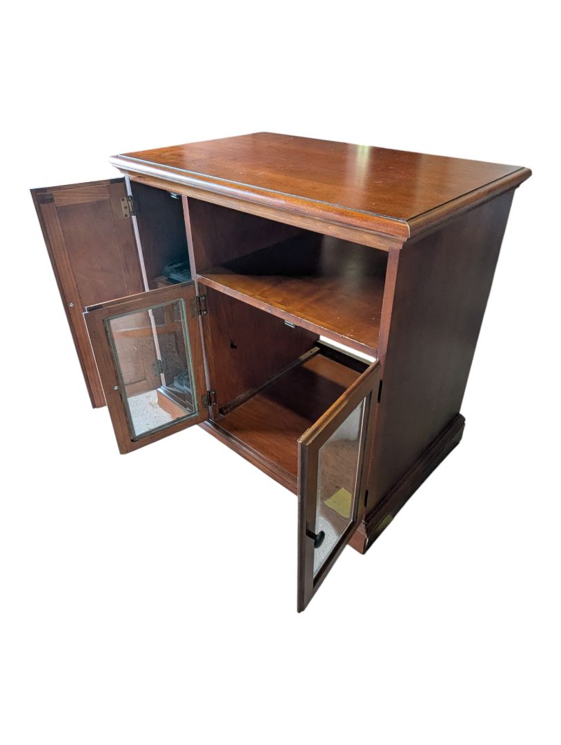 Wooden Media Cabinet / TV Stand with Glass Doors