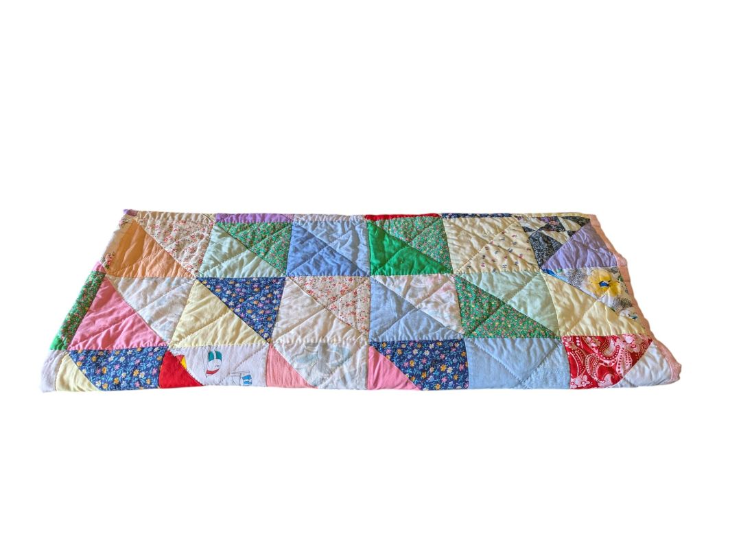 Handmade Patchwork Quilt in Pink Floral & Pastel Fabrics