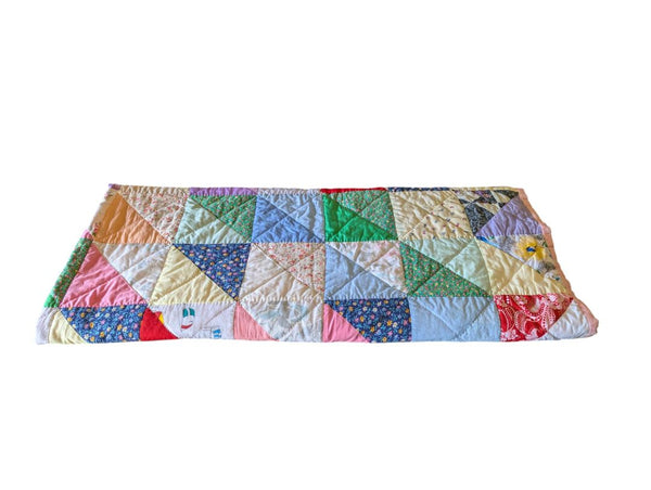 Handmade Patchwork Quilt in Pink Floral & Pastel Fabrics