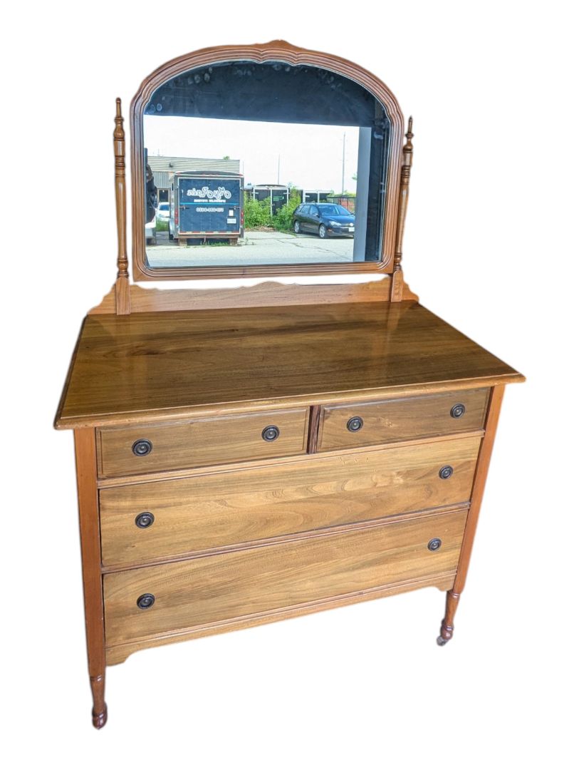 Antique Wooden Dresser with Mirror