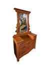 Antique Wooden Vanity Dresser with Mirror