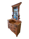 Antique Wooden Vanity Dresser with Mirror