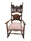 Antique Carved Wooden Upholstered Rocking Chair