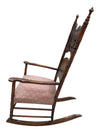 Antique Carved Wooden Upholstered Rocking Chair