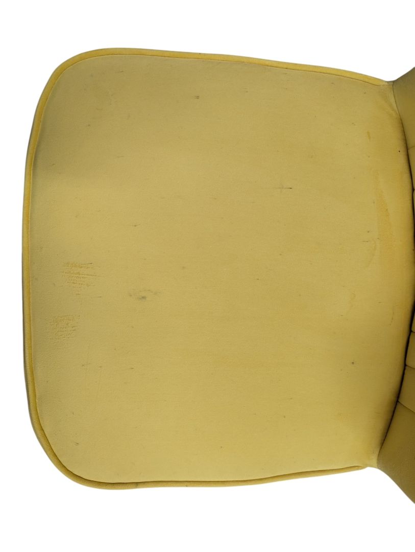 Pair of Yellow Upholstered Accent Chairs with Decorative Vase
