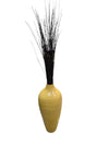 Pair of Yellow Upholstered Accent Chairs with Decorative Vase