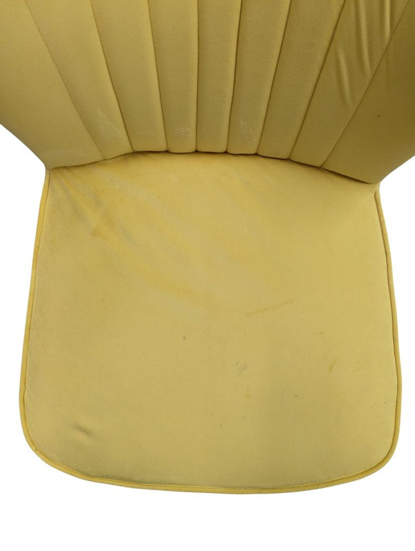 Pair of Yellow Upholstered Accent Chairs with Decorative Vase
