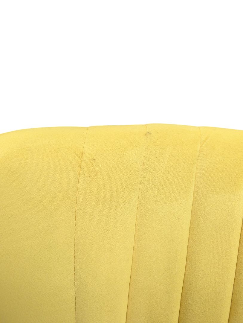 Pair of Yellow Upholstered Accent Chairs with Decorative Vase