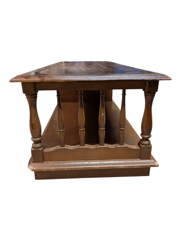 Marked Imperial Wooden Coffee Table with Spindle Detail
