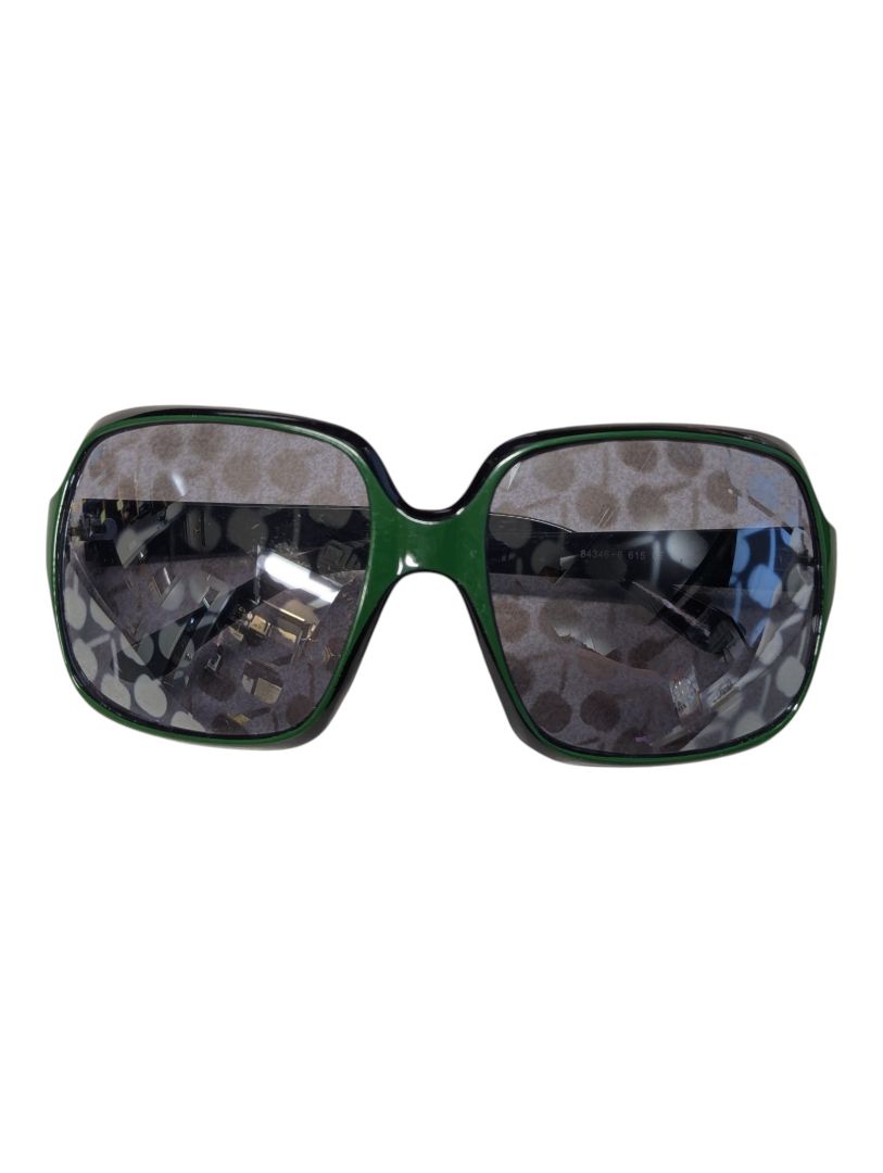 Lot of 2 Fashion Sunglasses – Pink Rhinestone-Accent & Green/Black Cherry-Pattern Arm Styles